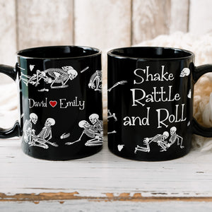 Skeleton Couple, Personalized Couple Black Mug - Coffee Mug - GoDuckee