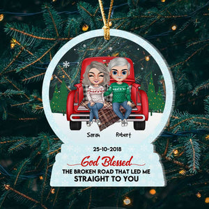 God Blessed The Broken Road That Led Me Straight To You Personalized Acrylic Ornament - Ornament - GoDuckee