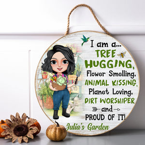 Garden Girl I Am A... - Personalized Round Wooden Sign - Wood Sign - GoDuckee