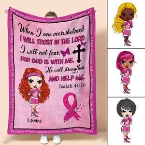 Breast Cancer Awareness - Personalized Boxing Girl Blanket - I Will Trust In The Lord - Blanket - GoDuckee