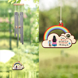 In Your Heart I'll Always Be, Personalized Memorial Pet Rainbow Wind Chimes - Wind Chimes - GoDuckee