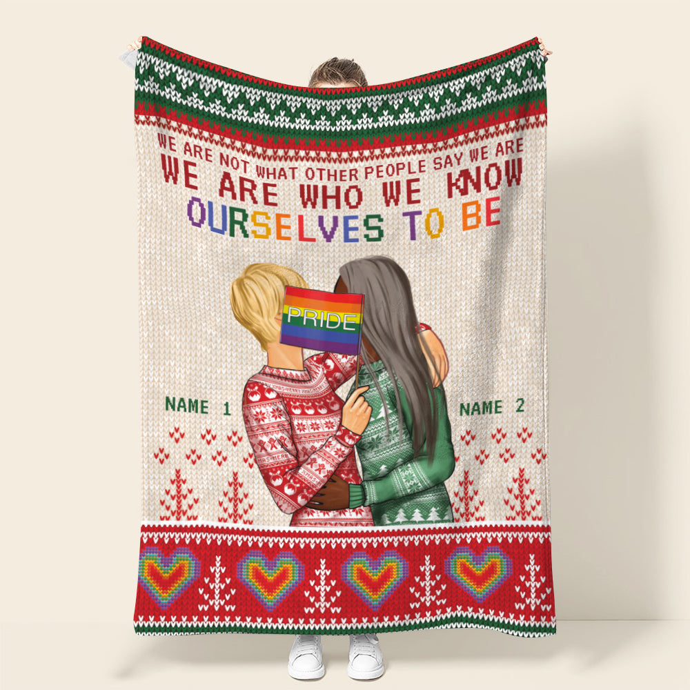 Personalized Sweater LGBT Couple Blanket - We Are Who Know Ourselves To Be - Blanket - GoDuckee