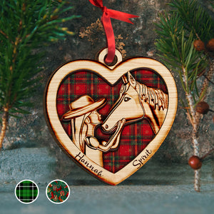 Cowgirl And Horse - Personalized Christmas Wood Ornament - Gift for Horse Lovers - Ornament - GoDuckee