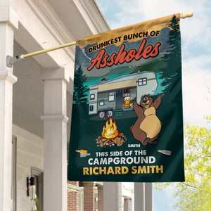 Personalized Camping Bears Flag - Drunkest Bunch of Assholes - Custom Bear Family Member - Flag - GoDuckee
