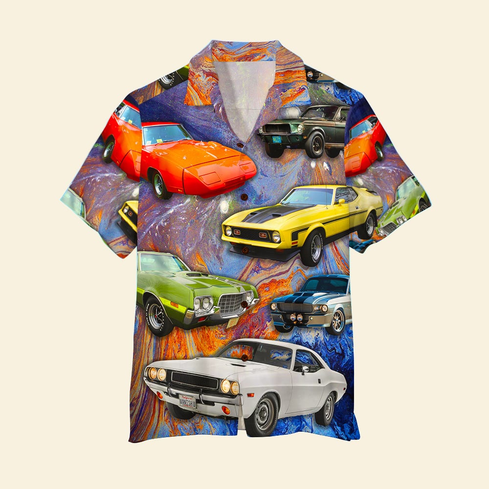 Muscle Car Hawaiian Shirt - Cars With Colorful Pattern - Hawaiian Shirts - GoDuckee