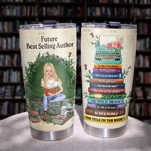 Nose In A Book - Personalized Reading Girl Tumbler - Custom Book Tittles - Tumbler Cup - GoDuckee