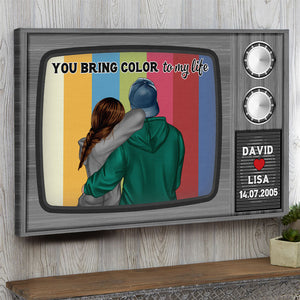 Personalized Hoodie Couple Poster - You Bring Color To My Life - Retro TV Shape - Poster & Canvas - GoDuckee