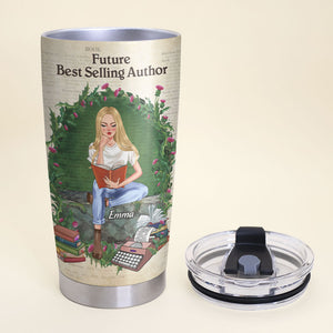 Nose In A Book - Personalized Reading Girl Tumbler - Custom Book Tittles - Tumbler Cup - GoDuckee