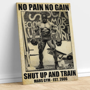 Vintage WeightLifting Poster - No Pain No Gain - Custom Name, Number - Poster & Canvas - GoDuckee
