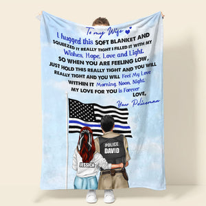 Personalized Police Couple Blanket - My Love For You Is Forever - Thin Blue Line Flag - Blanket - GoDuckee