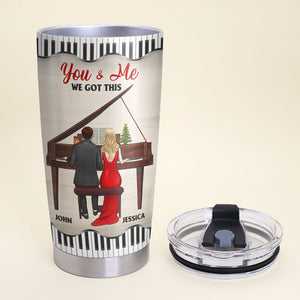 Personalized Piano Couple Tumbler - To My Love Let's Put On A Happy - Tumbler Cup - GoDuckee