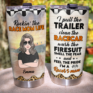 Personalize Racing Tumbler - Rockin' The Race Mom Life - Tumbler Cup - GoDuckee