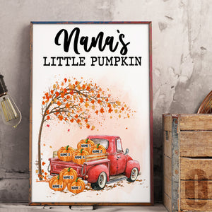 Personalized Grandma's Little Pumpkin Poster - Nana's Little Pumpkin - Autumn Tree vs Red Truck Car - Poster & Canvas - GoDuckee