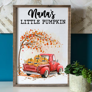 Personalized Grandma's Little Pumpkin Poster - Nana's Little Pumpkin - Autumn Tree vs Red Truck Car - Poster & Canvas - GoDuckee