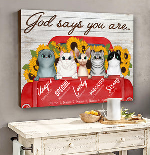 Personalized Sunflower Cat Lovers Poster, God Says You Are - Custom Cat Breeds - Poster & Canvas - GoDuckee