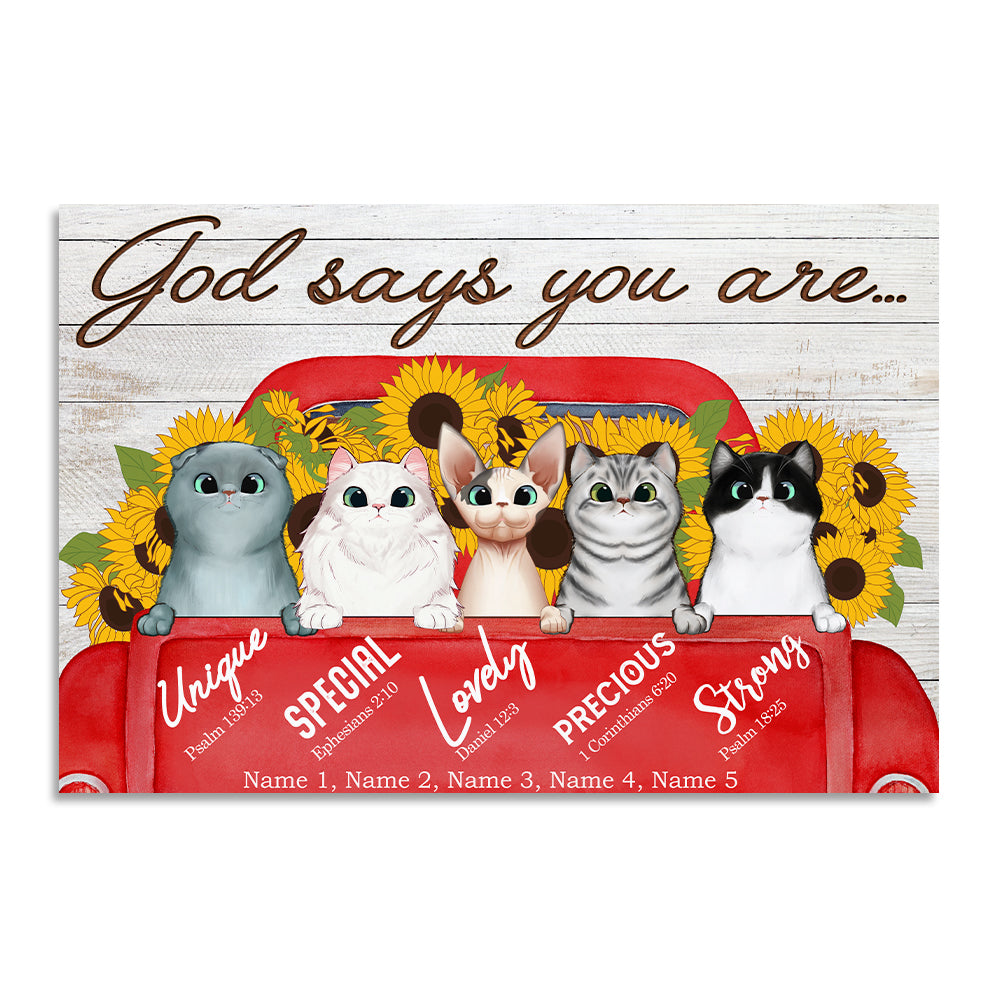 Personalized Sunflower Cat Lovers Poster, God Says You Are - Custom Cat Breeds - Poster & Canvas - GoDuckee