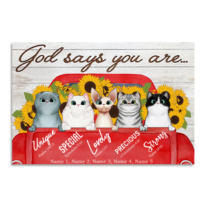 Personalized Sunflower Cat Lovers Poster, God Says You Are - Custom Cat Breeds - Poster & Canvas - GoDuckee