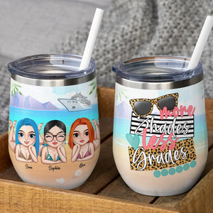 More Shades Less Grades, Personalized Teacher Summer Wine Tumbler, Gift For Teacher - Wine Tumbler - GoDuckee