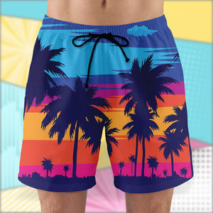 Custom Surfing Couple Hawaiian Shirt and Men Beach Shorts, Sunset Pattern - Hawaiian Shirts - GoDuckee