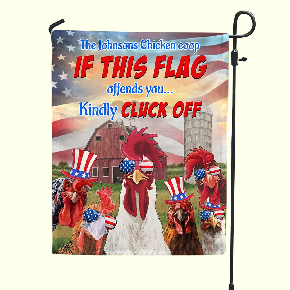 If This Flag Offends You Kindly Cluck Off Personalized Farmer Flag Gift For Farmer - Flag - GoDuckee
