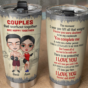 Couples That Workout Together Are Happy Together Personalized Gym Couple Tumbler Cup - Tumbler Cup - GoDuckee