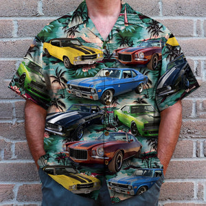 Custom Muscle Car Hawaiian Shirt, Hawaii Beach Patten - Hawaiian Shirts - GoDuckee