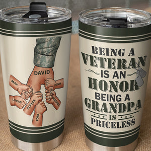 Being A Veteran Is An Honor Being A Grandpa Is Priceless, Personalized Tumbler Cup, Gift For Grandpa - Tumbler Cup - GoDuckee