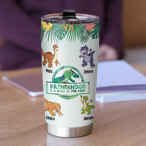 Personalized Dinosaur Tumbler Cup - The Land Before Time - Fatherhood Is A Walk In The Park - Gift For Dad - Tumbler Cup - GoDuckee