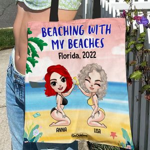 Beaching With My Beaches - Personalized Tote Bag - Gift For Friends/Besties - Cool Summer Girls - Tote Bag - GoDuckee