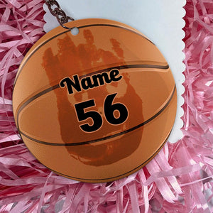 Basketball Handprint - Personalized Flat Car Ornament And Keychain - Ornament - GoDuckee