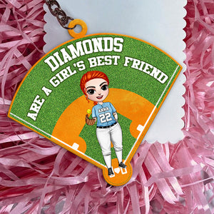 Softball Diamonds Are A Girl's Best Friend - Personalized Flat Car Ornament And Keychain - Ornament - GoDuckee