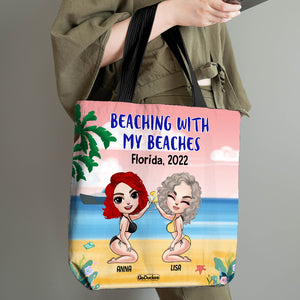 Beaching With My Beaches - Personalized Tote Bag - Gift For Friends/Besties - Cool Summer Girls - Tote Bag - GoDuckee