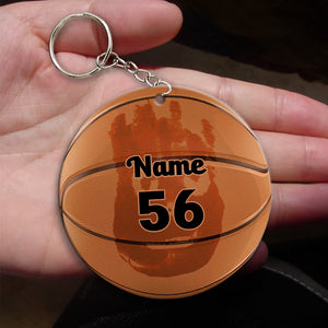 Basketball Handprint - Personalized Flat Car Ornament And Keychain - Ornament - GoDuckee