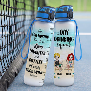 Personalized Friends Water Tracker Bottle - Day Drinking Squad - Water Bottles - GoDuckee
