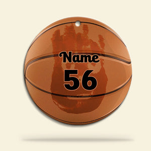 Basketball Handprint - Personalized Flat Car Ornament And Keychain - Ornament - GoDuckee