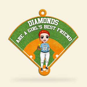 Softball Diamonds Are A Girl's Best Friend - Personalized Flat Car Ornament And Keychain - Ornament - GoDuckee