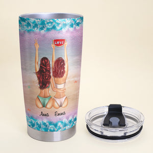 Personalized Beach Girls Tumbler - Our Memories Of The Ocean Will Linger On - Tumbler Cup - GoDuckee