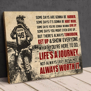 Personalized Motocross Poster - Dirt Bike Racer - Some Days Are Gonna Be Harder But Get Up & Show Everyone - Poster & Canvas - GoDuckee