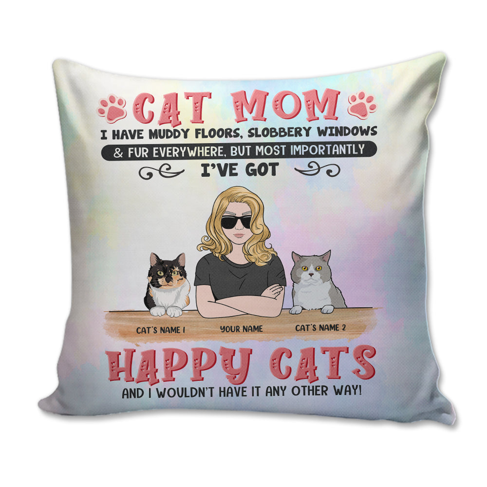 Personalized Gifts For Cat Mom, Cat Lover I have muddy floors sloors Custom Pillow - Pillow - GoDuckee