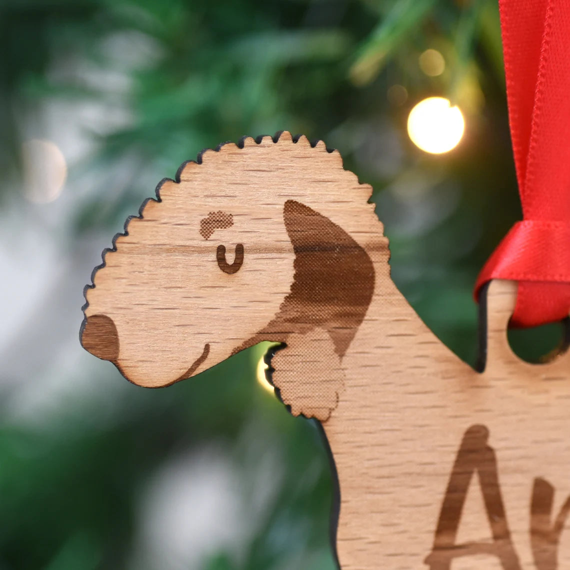 Bedlington Terrier Personalized Christmas Dog Wood Ornament, Gift For Dog Lovers 01pjxx240822-07 - Ornament - GoDuckee