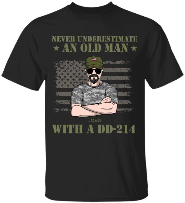 Personalized Veteran Dad Shirts - Never Underestimate An Old Man With DD-214 - Shirts - GoDuckee