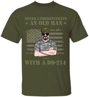 Personalized Veteran Dad Shirts - Never Underestimate An Old Man With DD-214 - Shirts - GoDuckee