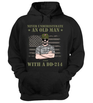 Personalized Veteran Dad Shirts - Never Underestimate An Old Man With DD-214 - Shirts - GoDuckee