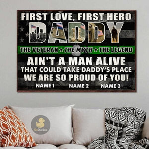Personalized Veteran Dad Poster - First Love First Hero Daddy - Poster & Canvas - GoDuckee