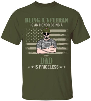 Personalized Veteran Dad Shirts - Being A Veteran Is An Honor - Priceless - American Flag - Shirts - GoDuckee
