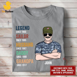 Personalized Veteran Dad Shirt - Legend Military Branch Husband Grandpa - Shirts - GoDuckee