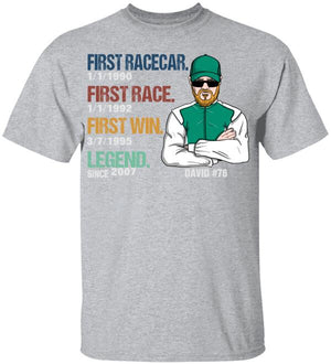 Personalized Racing Dad Shirts - First Racecar, First Race, First Win, Legend - Shirts - GoDuckee
