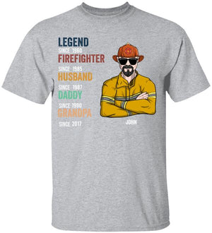Personalized Firefighter Dad Shirts - Husband Daddy Legend Custom Name, Year Shirts - Shirts - GoDuckee
