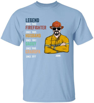 Personalized Firefighter Dad Shirts - Husband Daddy Legend Custom Name, Year Shirts - Shirts - GoDuckee