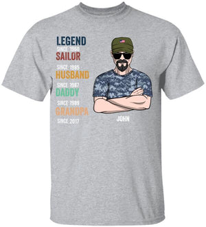 Personalized Veteran Dad Shirt - Legend Military Branch Husband Grandpa - Shirts - GoDuckee
